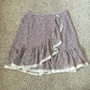 Sundance 100% silk ruffle wrap skirt size 6 purple
